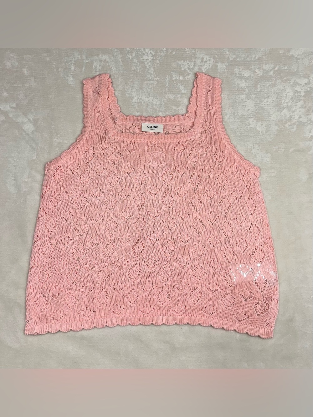 Celine Light Pink Openwork Knit Tank